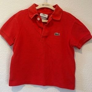 Lacoste Boys Size 4 short sleeve red shirt but fits perfect to 3T